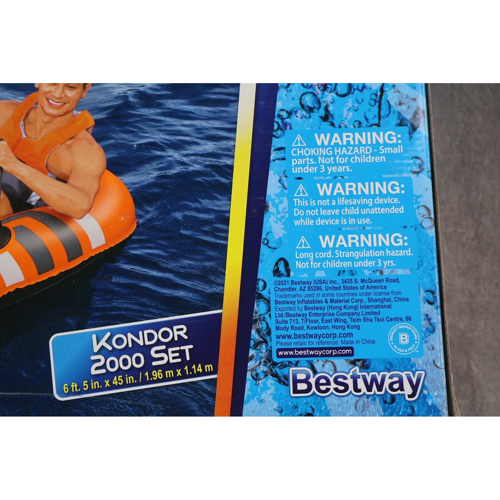 Bestway H2O GO! Kondor 2000 Boat Set 6 Ft 5 In X 45 In Inflatable Orange