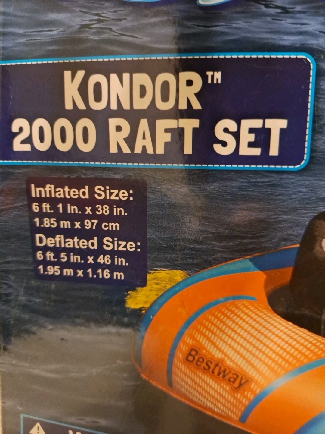 H20 Go Kondor 2000 Raft New Includes Boat, Pair Of Oars Foot Pump 72″ X 38″