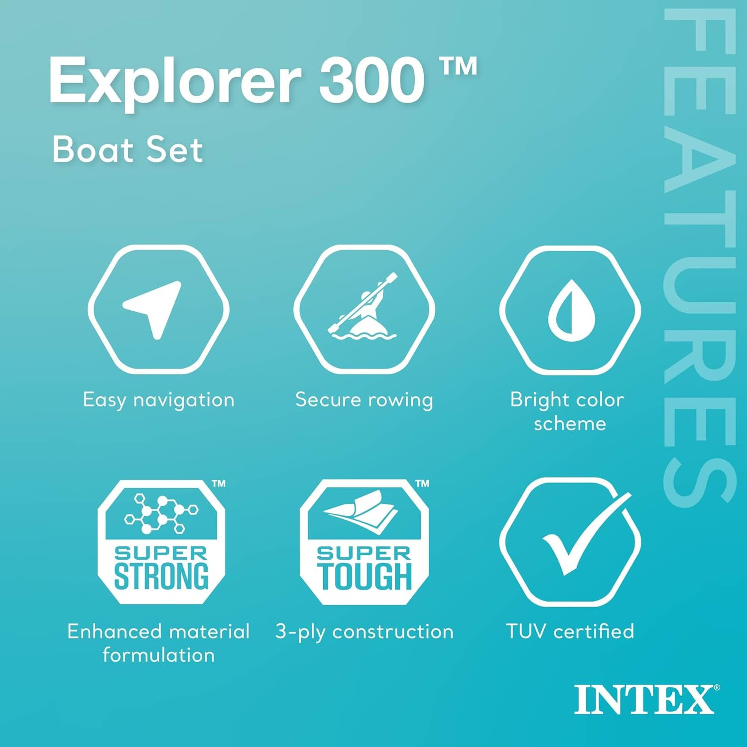 INTEX 58332EP Explorer 300 Inflatable Boat Set: Includes Deluxe Boat Oars and Mi
