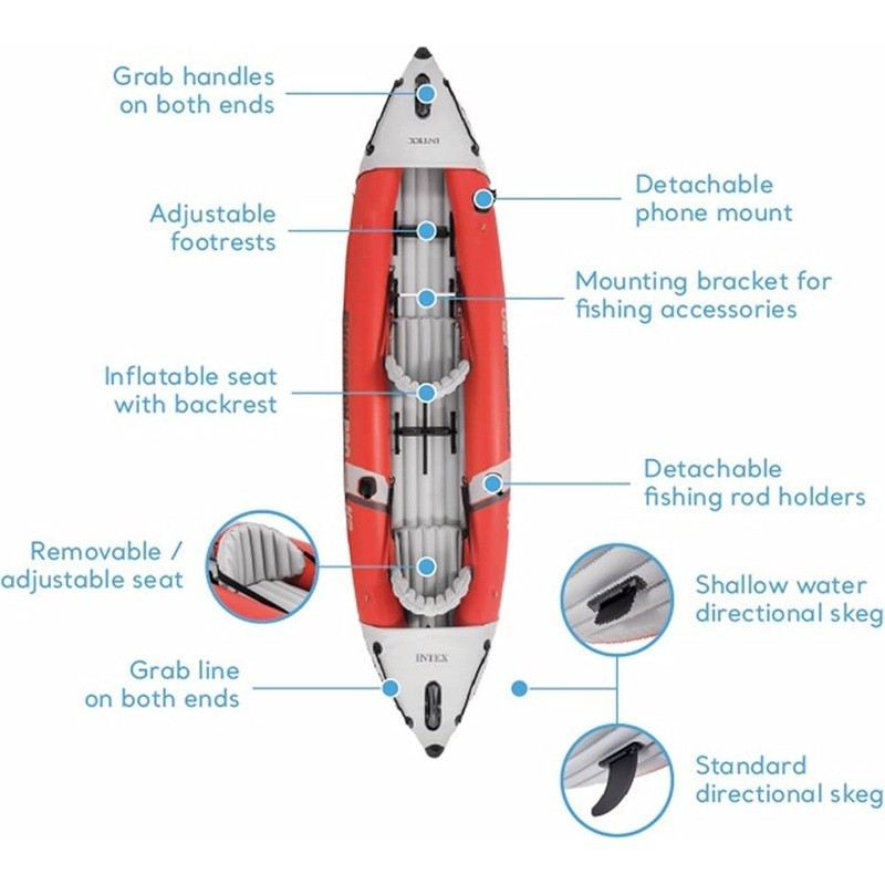 Inflatable Kayak 2 Person Durable PVC Easy Maneuverability Portable Gear New