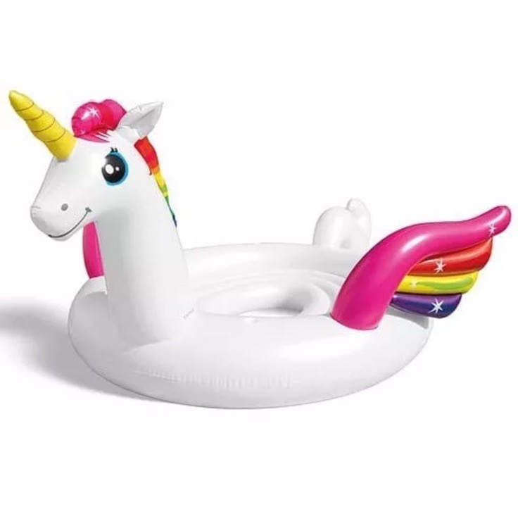NIB Intex 57266EP HUGE Unicorn Party Island Pool Floats – White & Rainbow