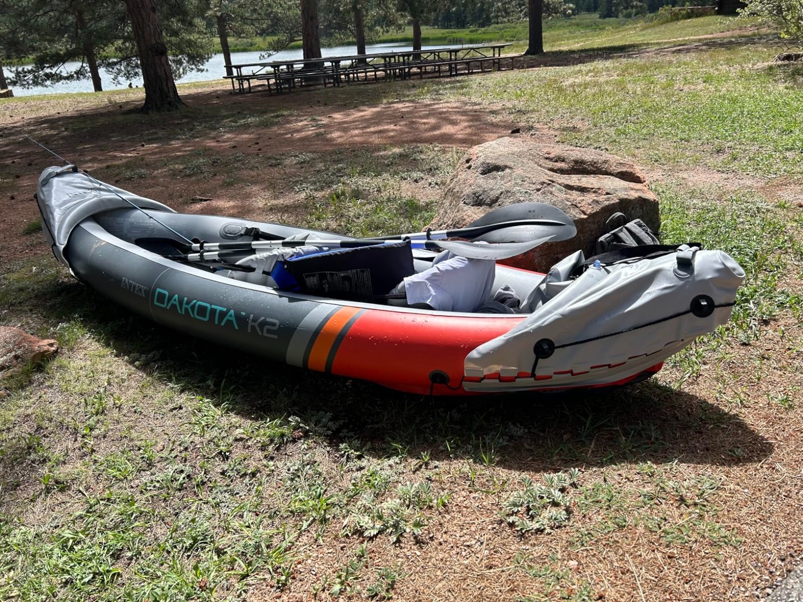 INTEX 2-Person Inflatable Kayak Set, Dakota K2 with 86in Oars and Pump