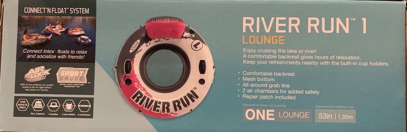 Intex River Run I Lounge 53 inch Inflatable Water Float – Pink