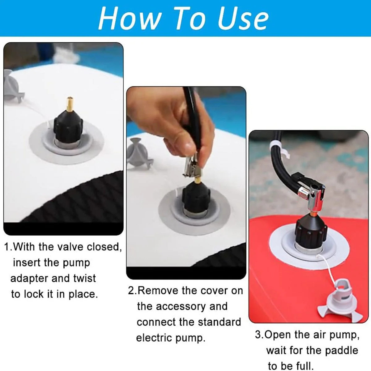 1Pcs Inflatable Boat Pump Adapter, Portable for Home Workshop (Black)