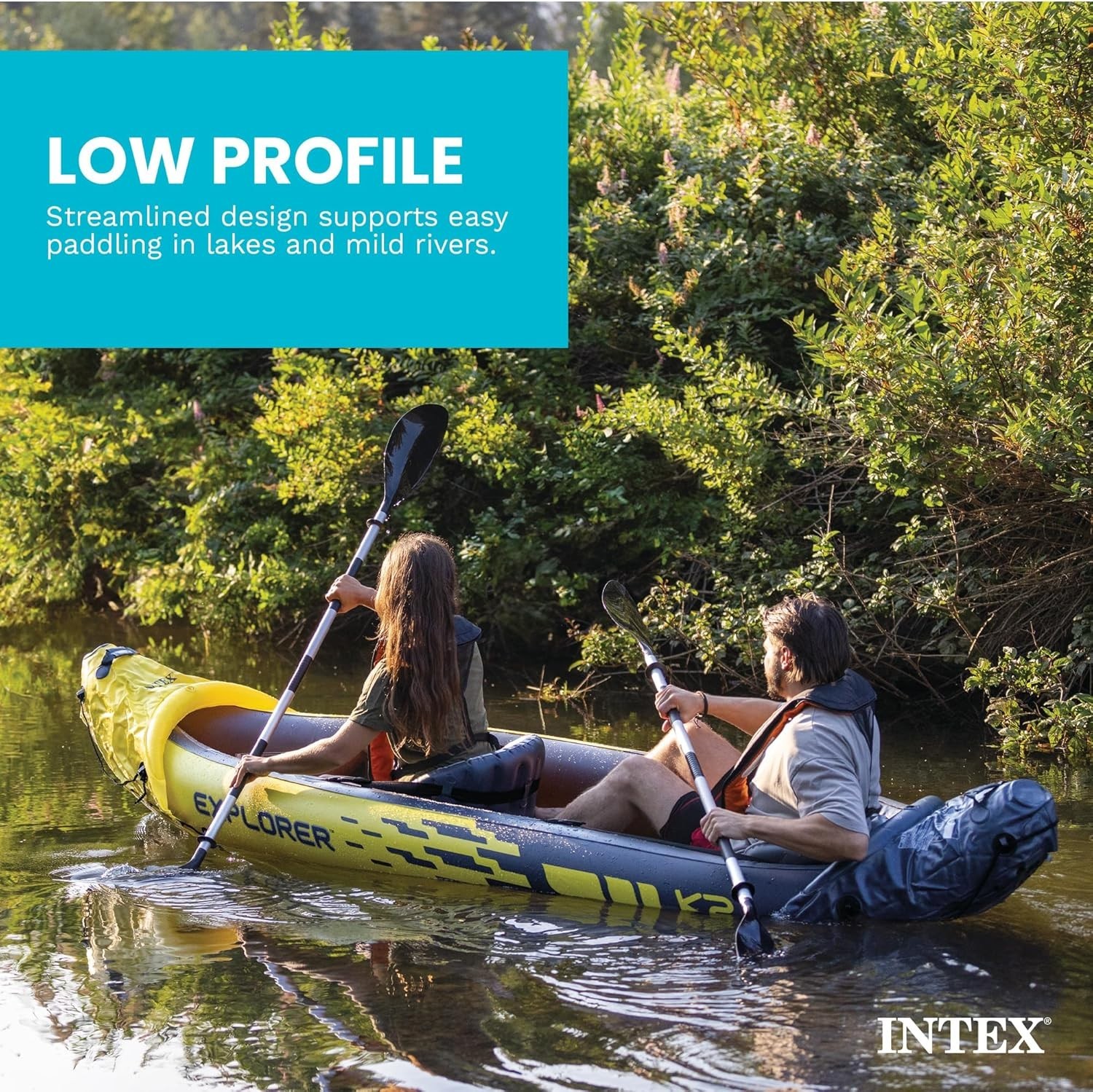 68307EP Explorer K2 Inflatable Kayak Set: Includes Deluxe 86In Aluminum Oars and
