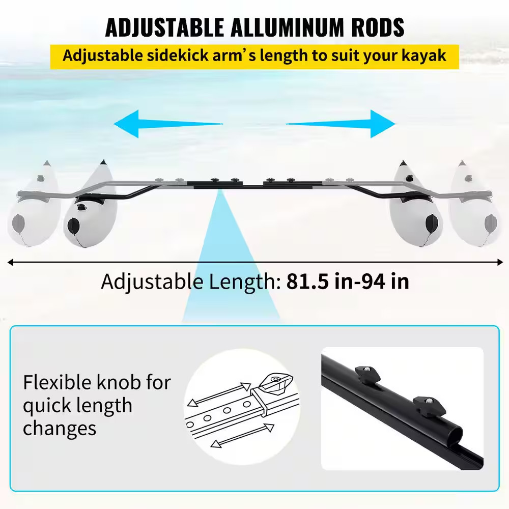 Kayak Outrigger Stabilizers, 2 PCS, PVC Inflatable Outrigger Float with Sidekick