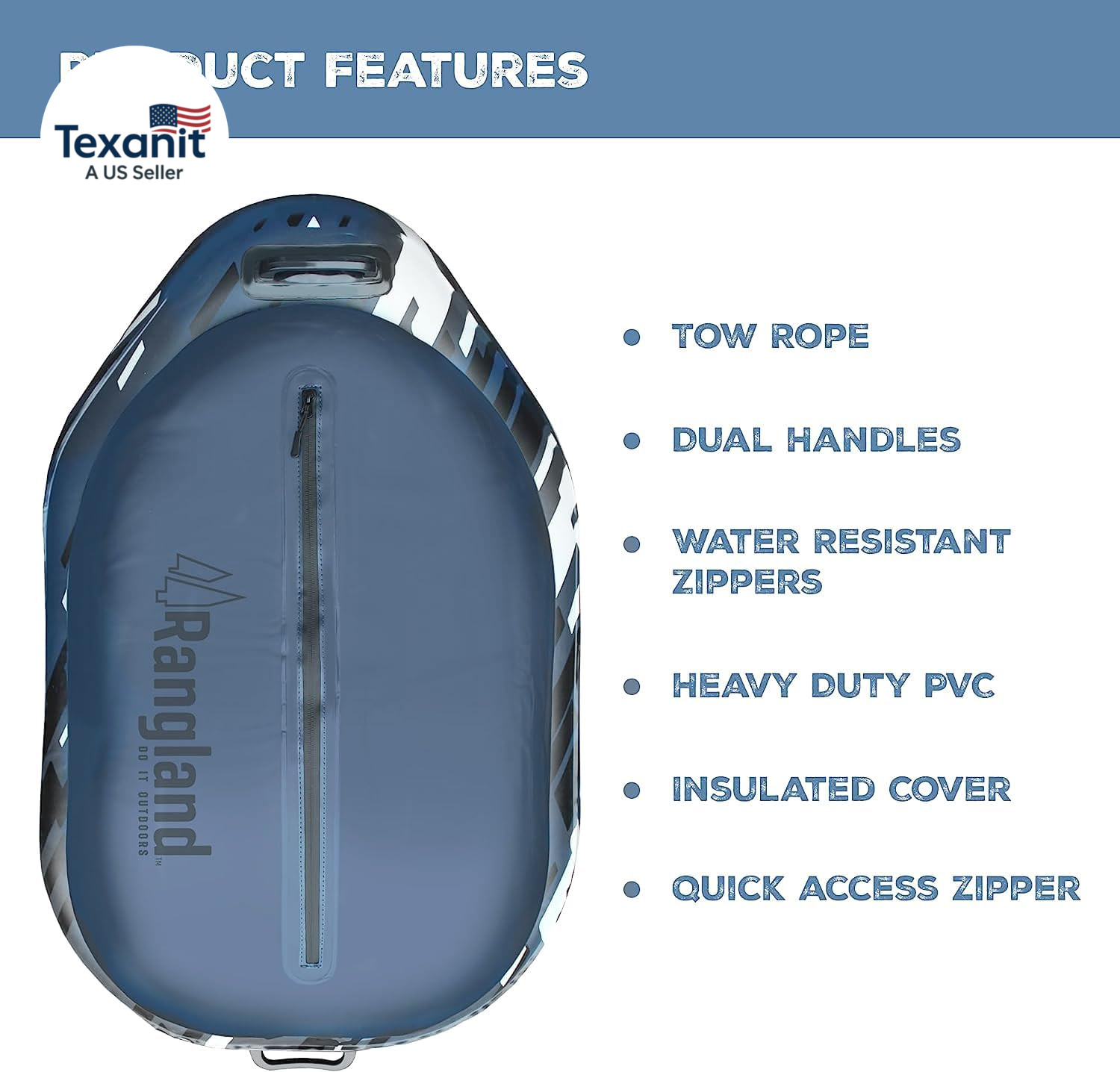 Adventure-30 Kayak River Cooler with Tow Rope, Insulated Heavy Duty PVC, Floatin