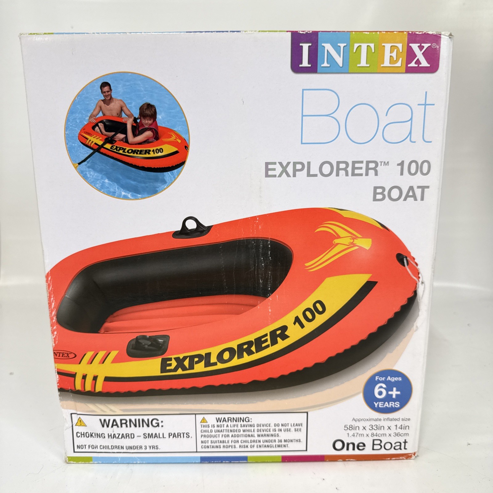Intex – 58″ x 33″ – Explorer 100 Inflatable Swimming Pool Boat Float – NEW