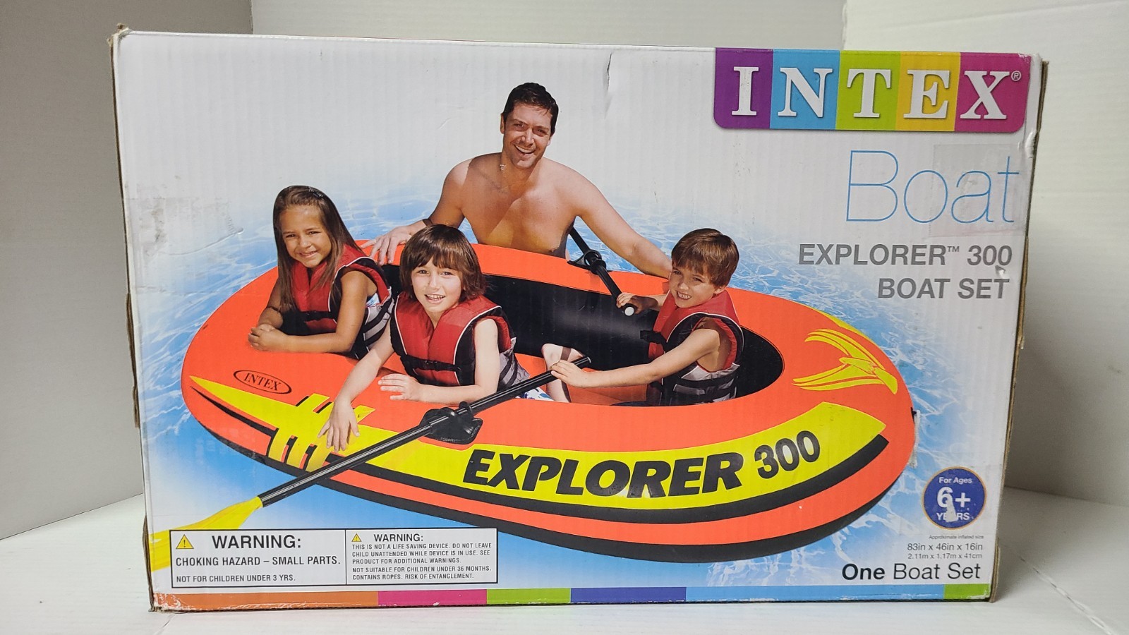 Intex Explorer 300 3-Person Inflatable Boat Set with Oars & Air Pump
