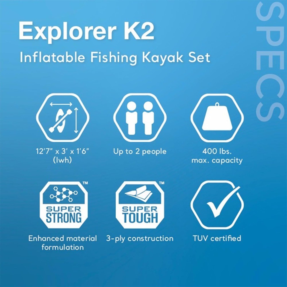 68309EP Excursion Pro K2 Inflatable Kayak Set: Includes Deluxe 86in Kayak