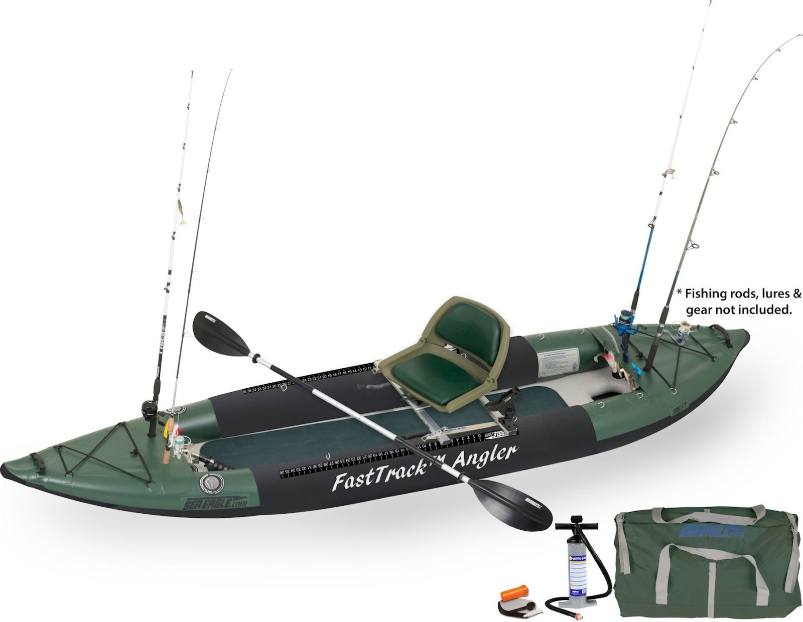 Sea Eagle 385fta Swivel Seat Fishing Rig Fast Track Inflat. Kayak 6 Rod Holders