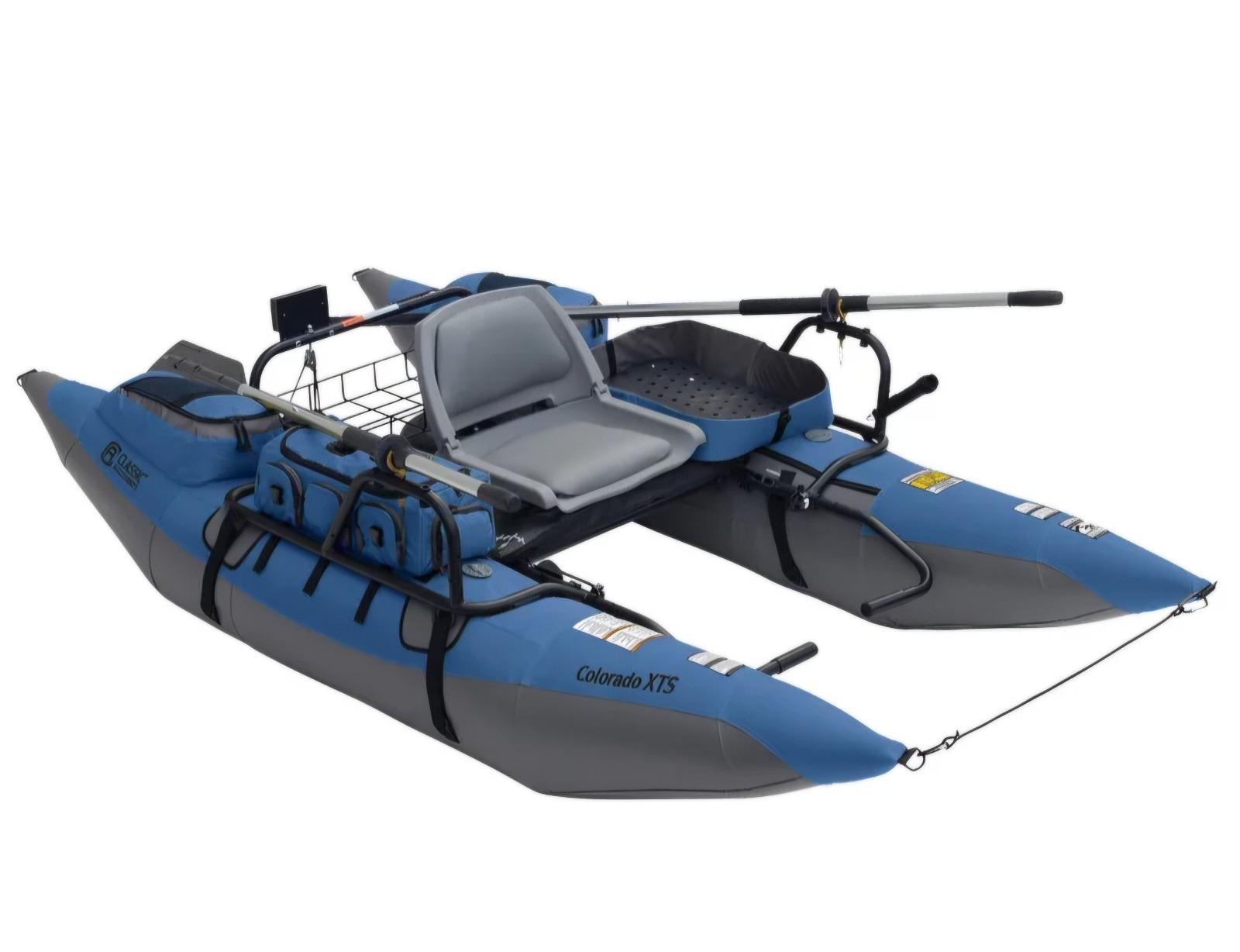 Blue Inflatable Pontoon Boat Pontoon, Swivel Seat, Collapsible, 9′, Storage