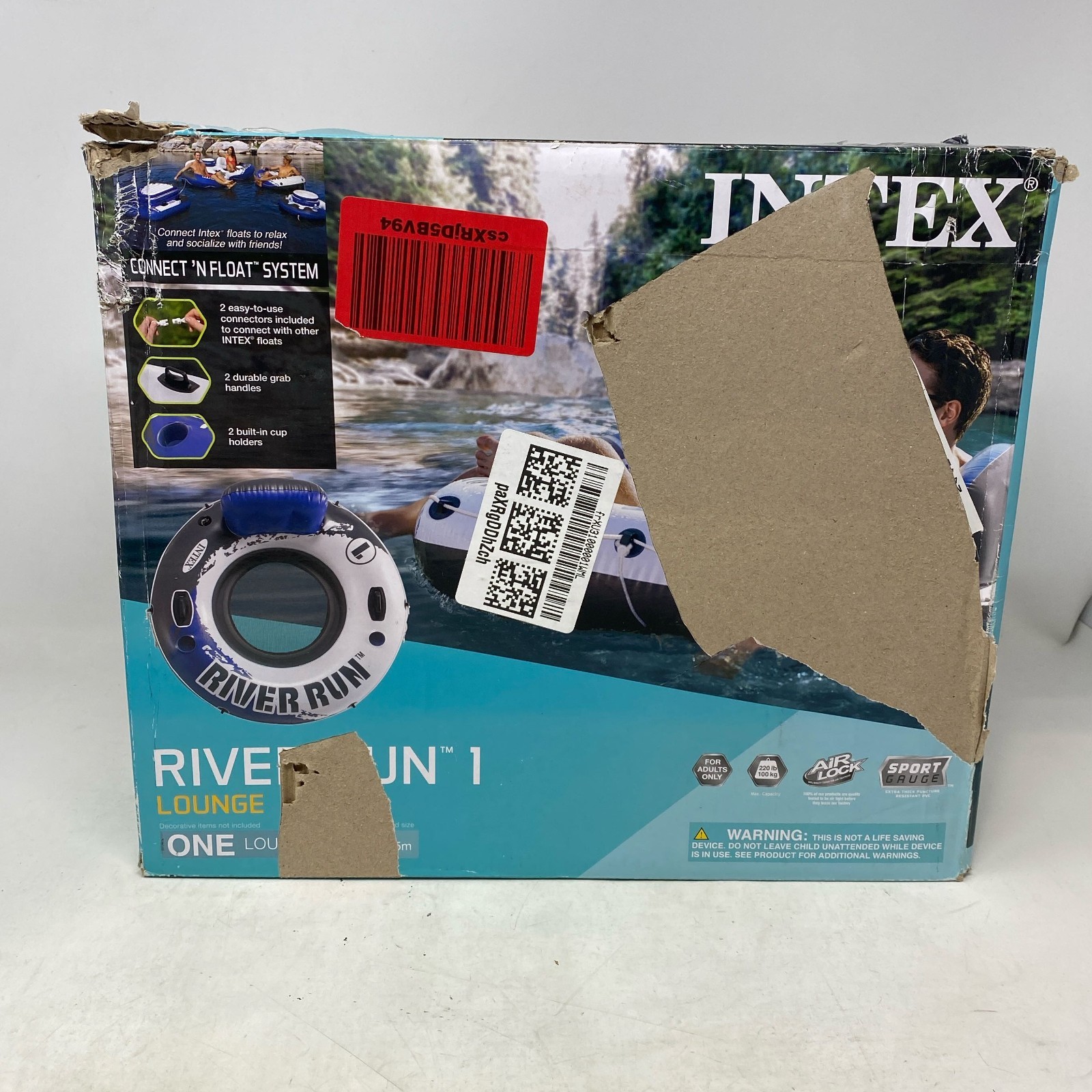Intex River Run 1 Blue/White 53in Inflatable Tube w/ Backrest & Cups