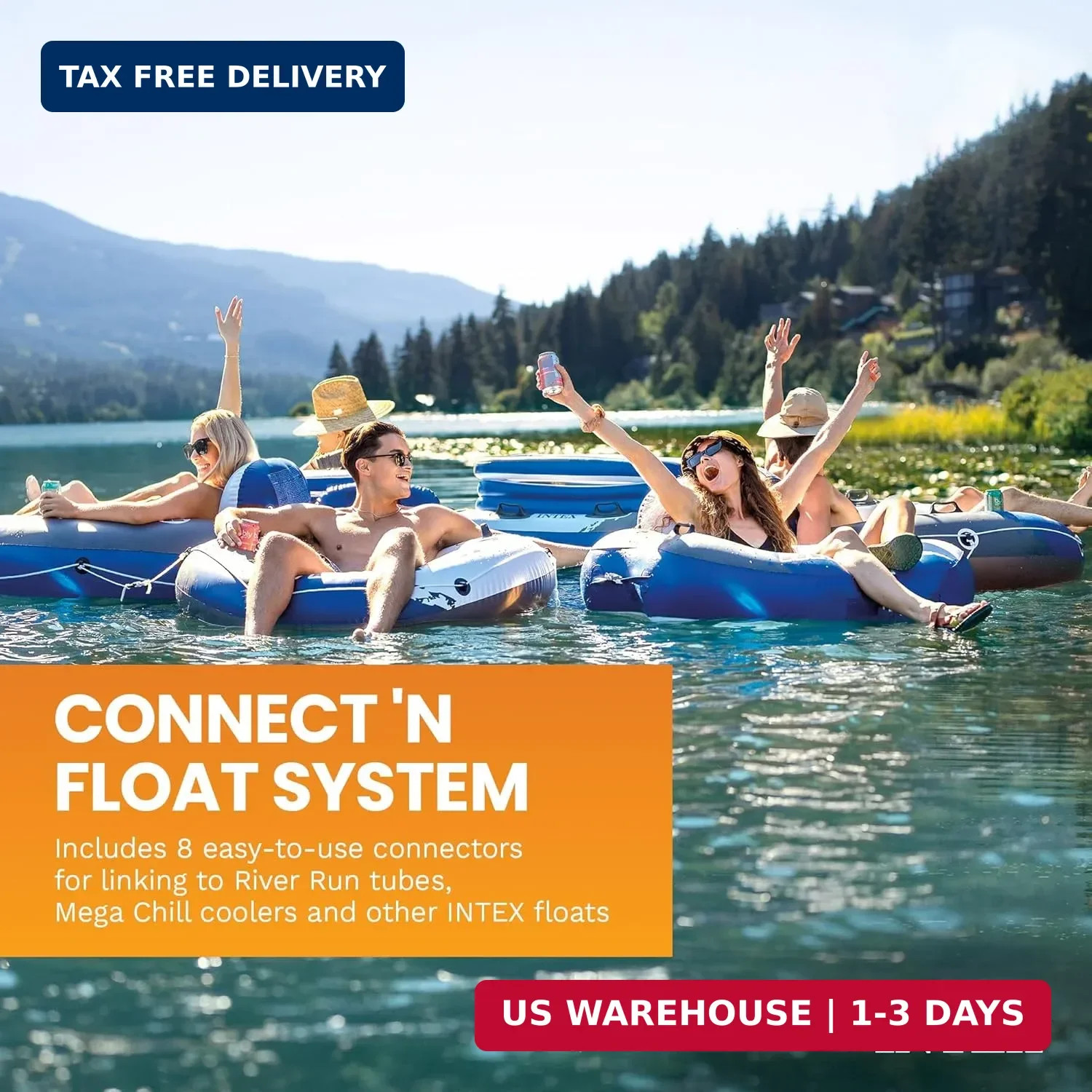 INTEX 58854EP River Run Connect Inflatable Floating Lounge: Comfortable Backrest