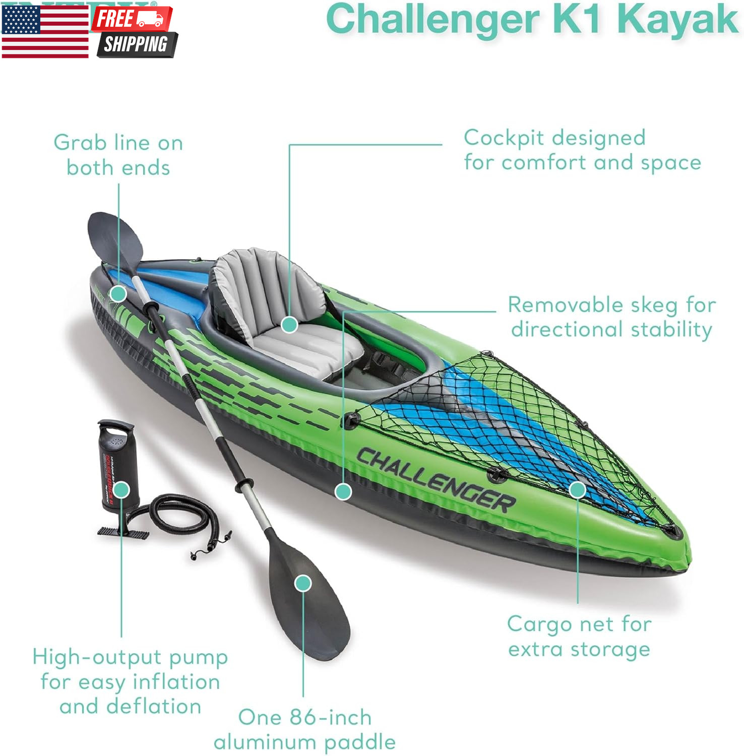 INTEX Challenger Inflatable Kayak Series: Includes Deluxe 86In Kayak Paddles and