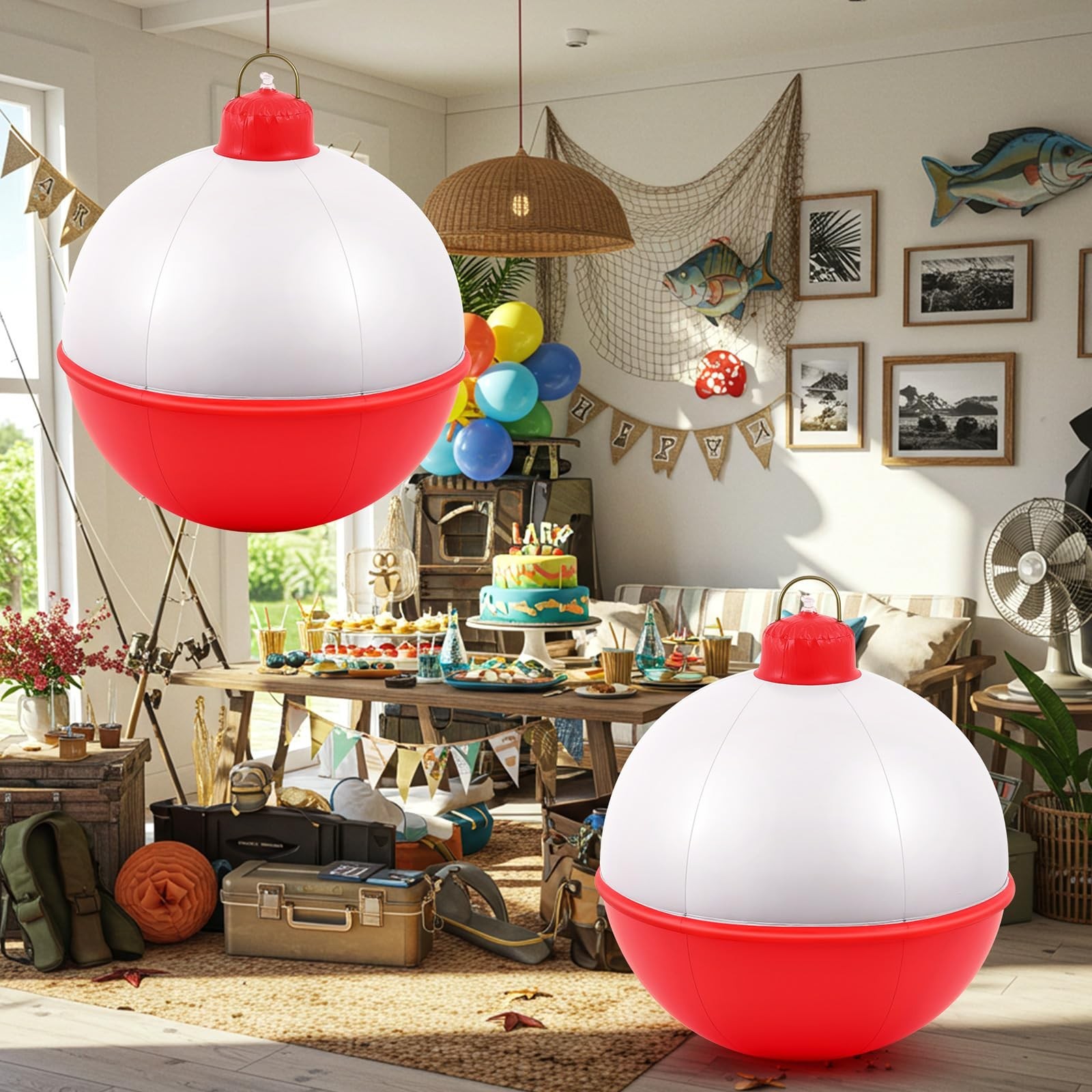 Giant Inflatable Fishing Bobber Balloons – 32 Inch Outdoor Decorations, Party Fa