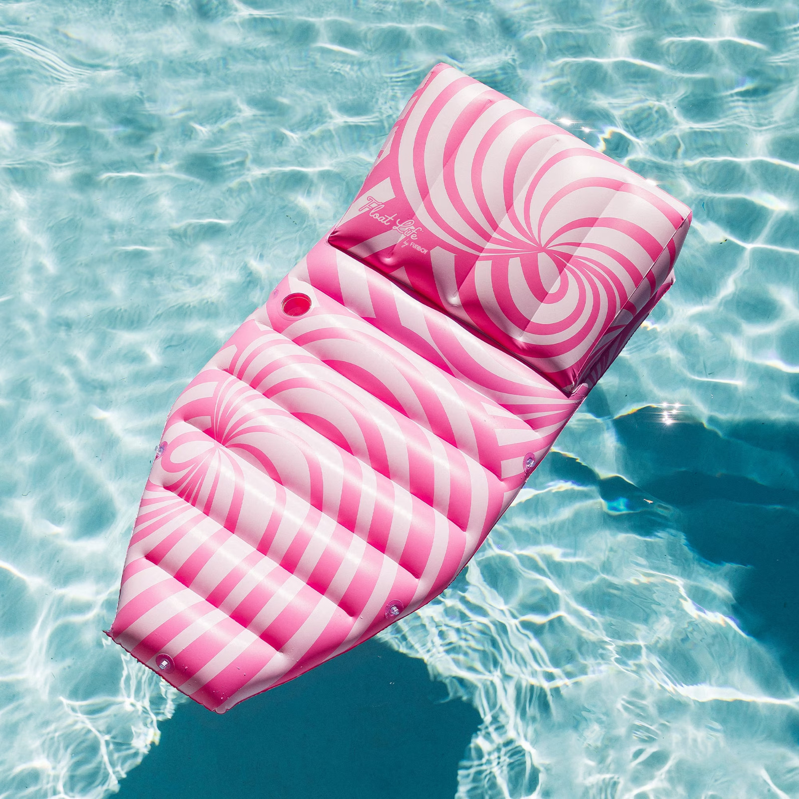 Float Life by Funboy Pink Twist Sun Lounger Pool Float, 65» Long