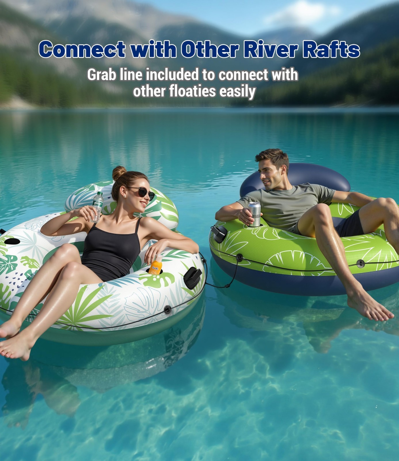 Heavy Duty River Floats for Adults 350lb Capacity, XL Inflatable Pool Tubes with