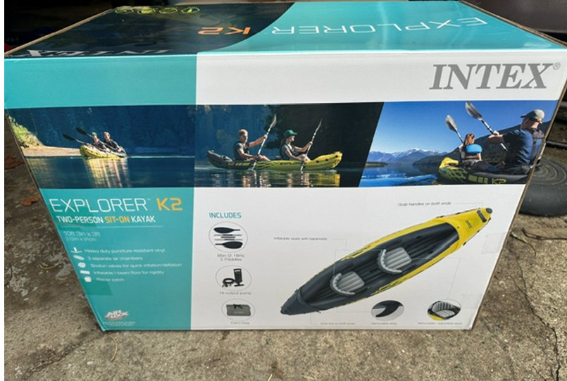 Intex Explorer K2 Yellow 2 Person Inflatable Kayak with Aluminum Oars & Air Pump