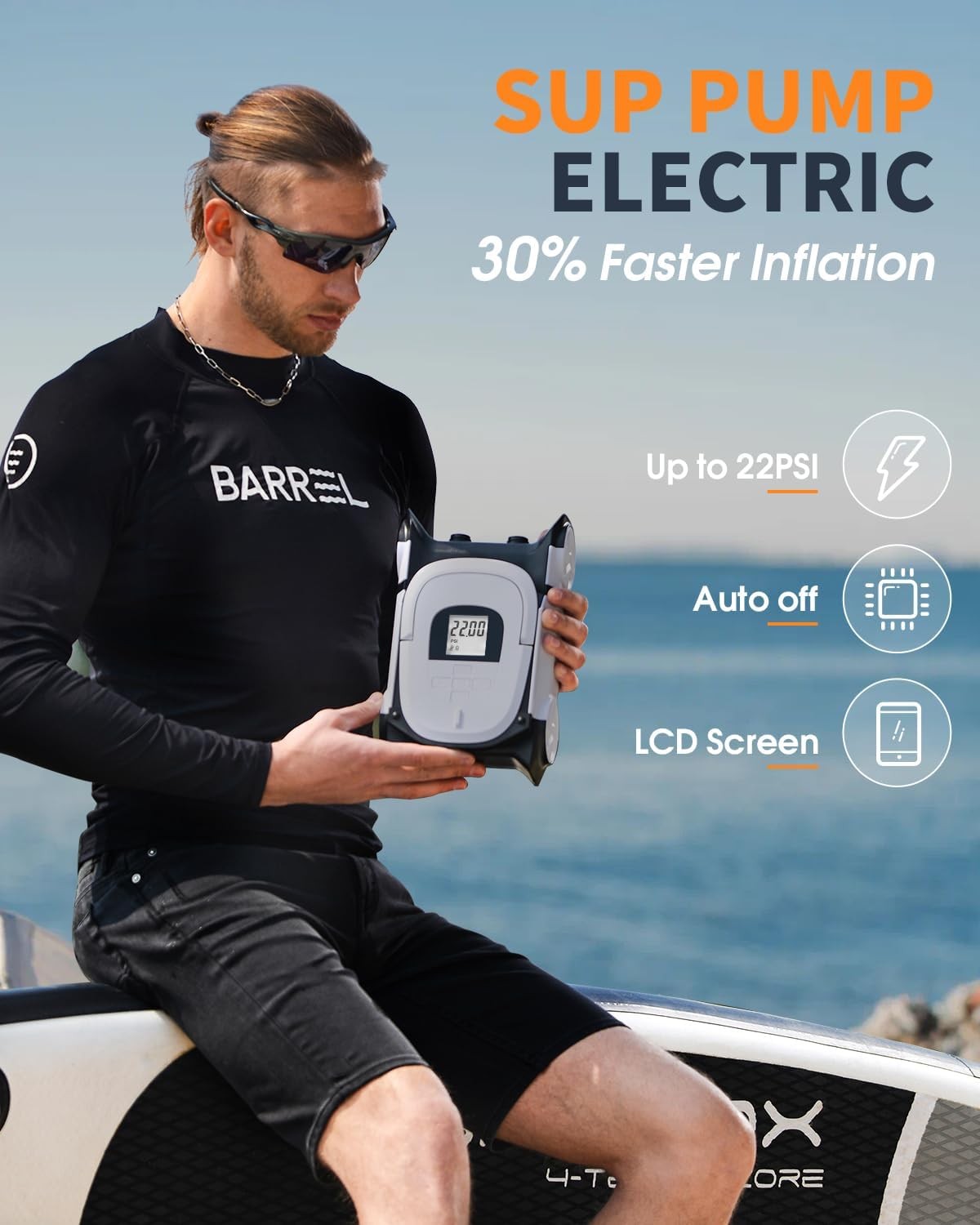 Paddle Board Pump Electric with Auto-Off Function Dual Motor for Inflatable SUP