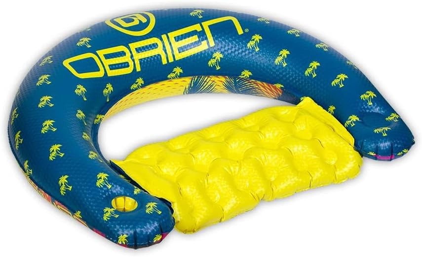 Sit N Sip Single Person Pool Float Blue/Yellow Large