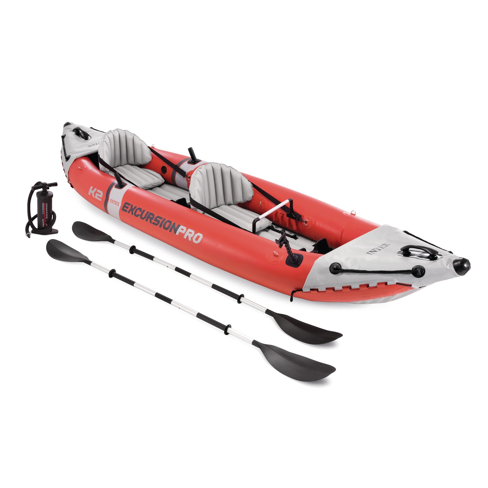 Intex Excursion Pro Inflatable 2 Person Vinyl Kayak with Oars & Pump, Red (Used)