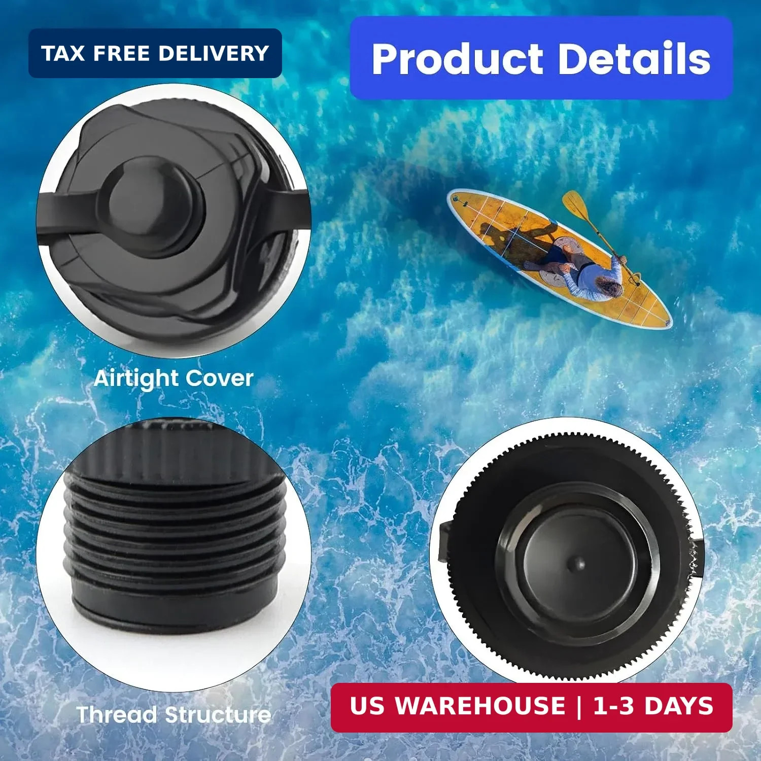 Inflatable Boat Air Valve,2PCS Inflatable Boat Replacement Caps Boat Spiral Air