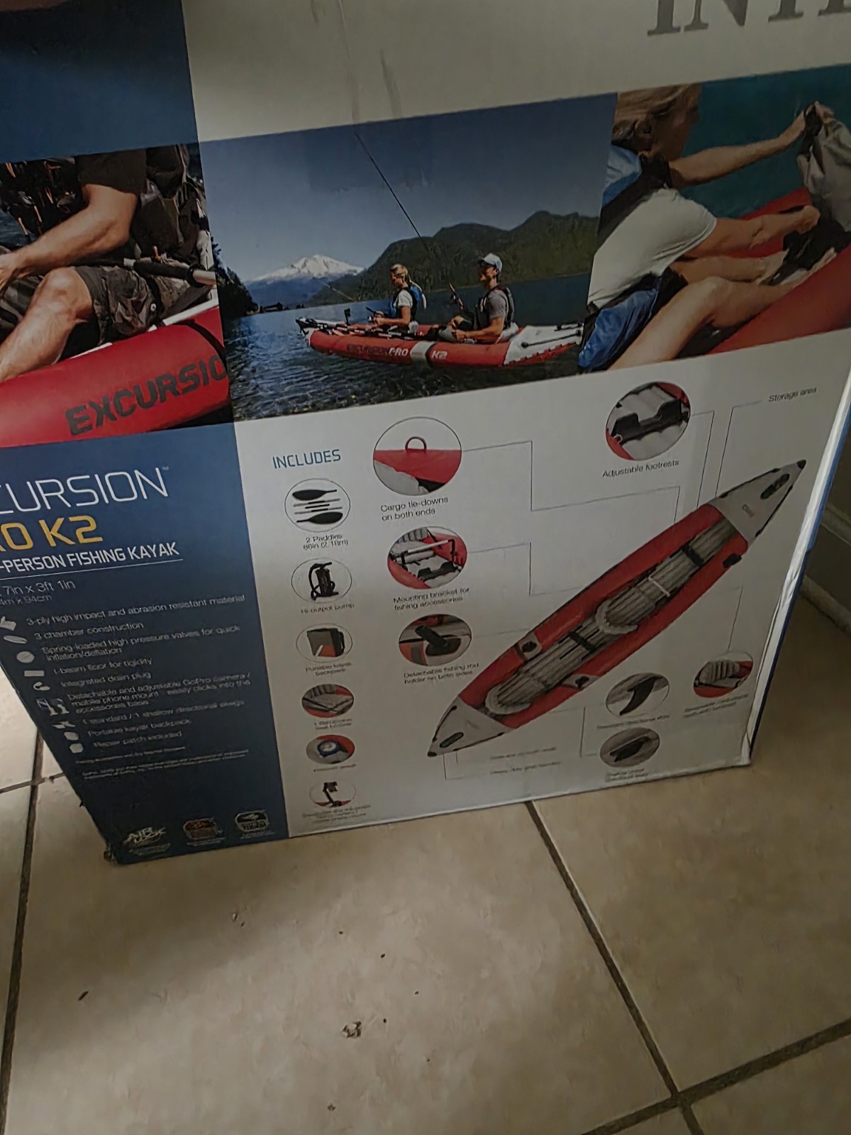 Intex Excursion Pro K2 Inflatable Kayak with Oars and Pump 2 Person 151inch X 37