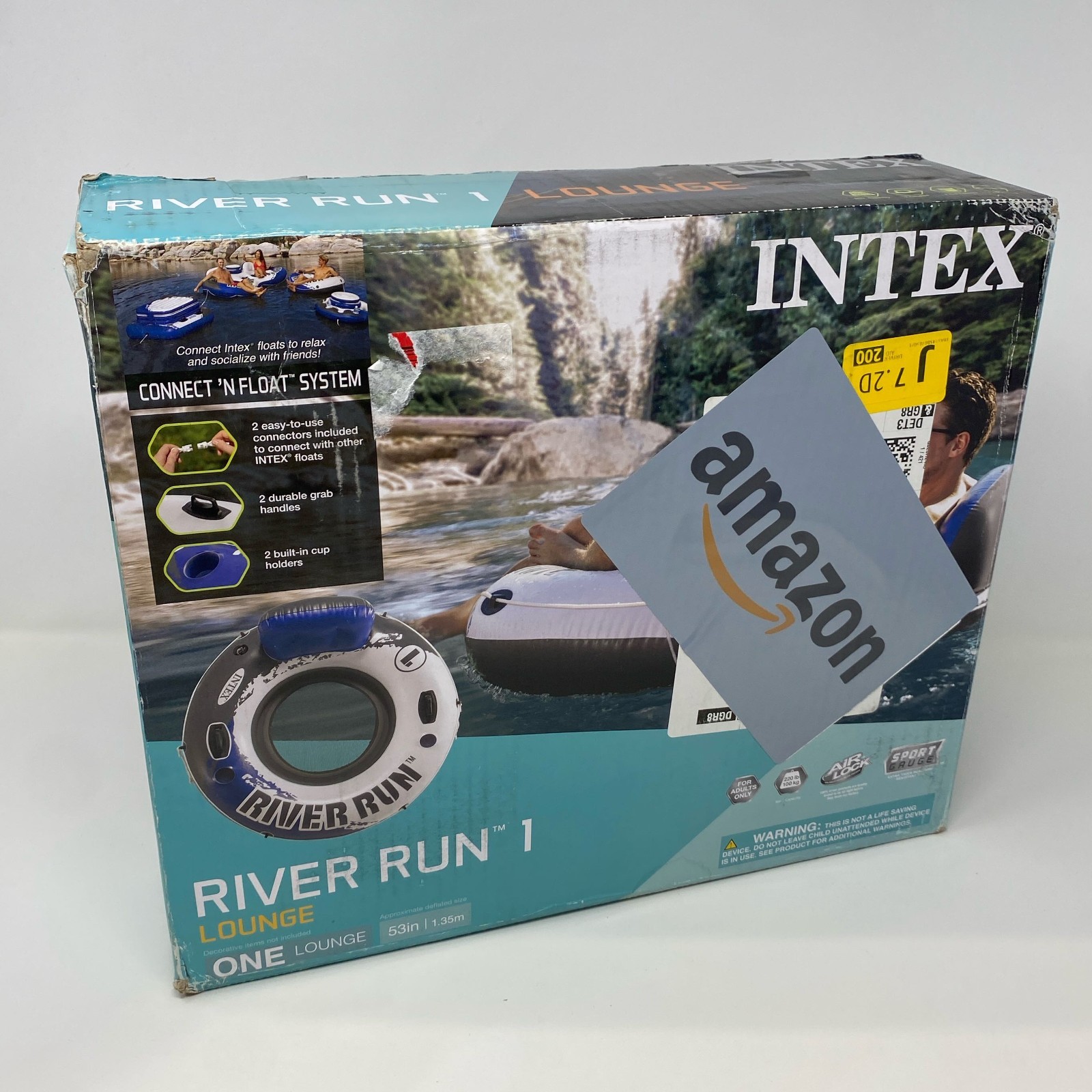 Intex River Run 1 Blue/White 53in Inflatable Tube w/ Backrest & Cups
