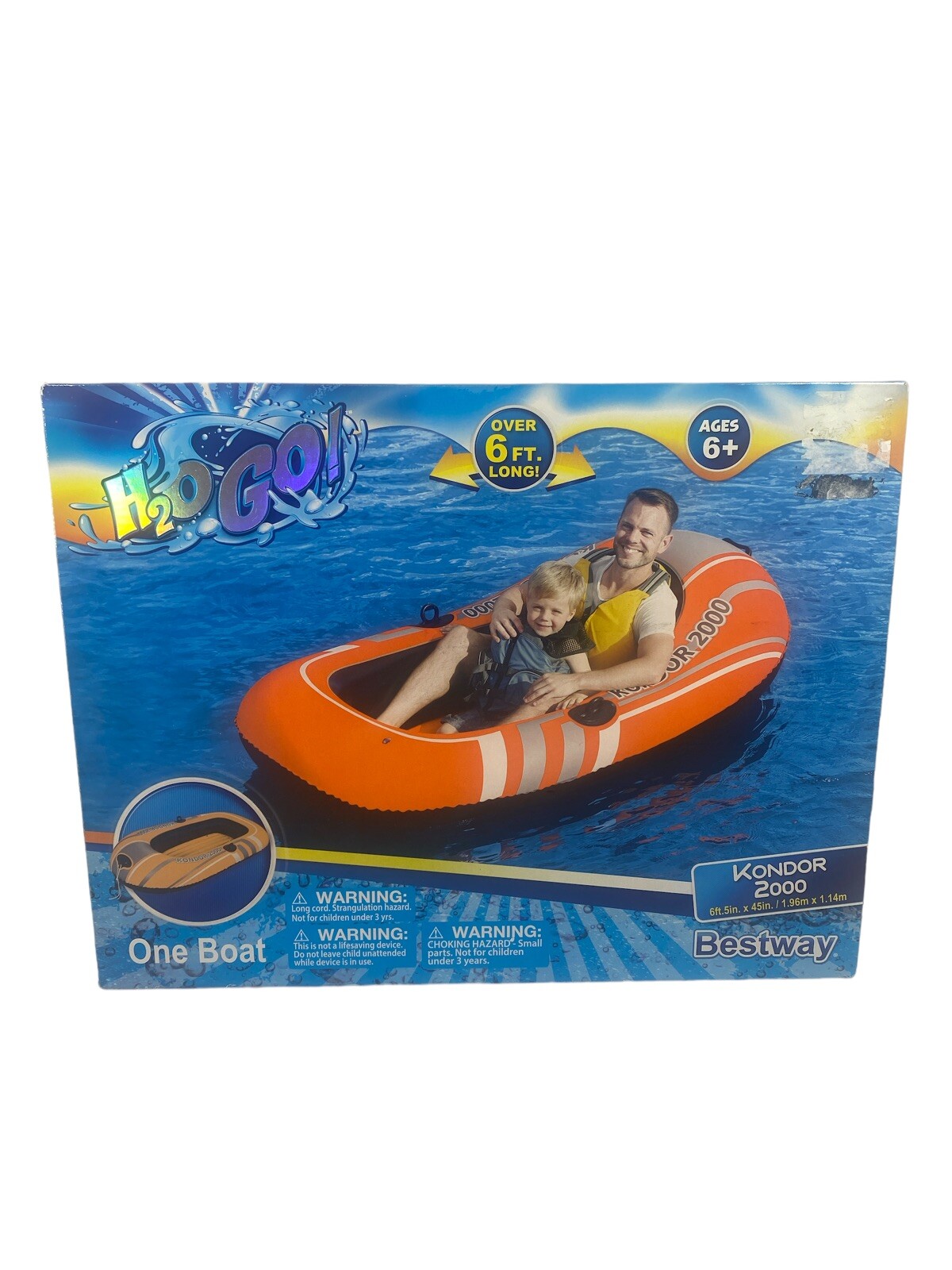 H2o Go Bestway Inflatable Boat Kondor 2000 6ft 5in. X 45in. Built In Oar Locks
