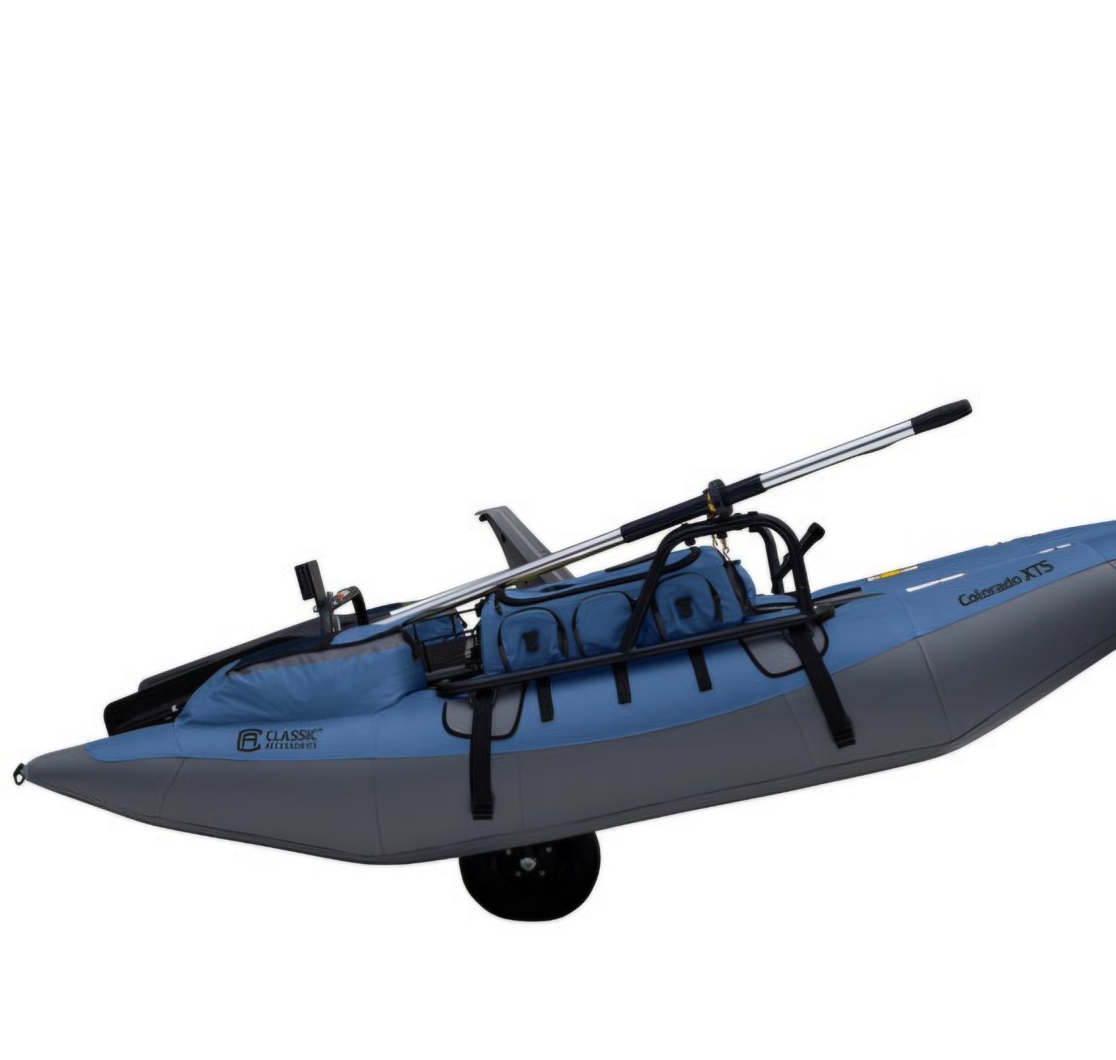 Blue Inflatable Pontoon Boat Pontoon, Swivel Seat, Collapsible, 9′, Storage